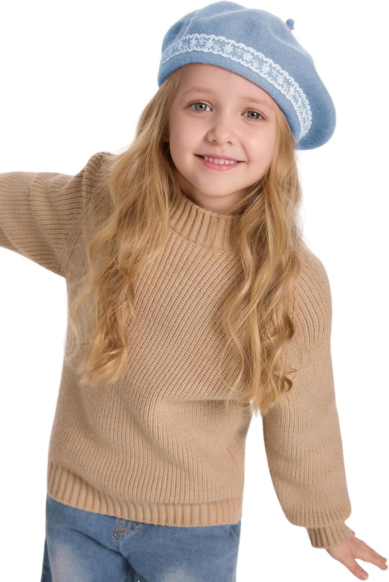 ZLYC Wool Kids Beret Hat Girls Solid Color Artist French Beret Cap - Image 3